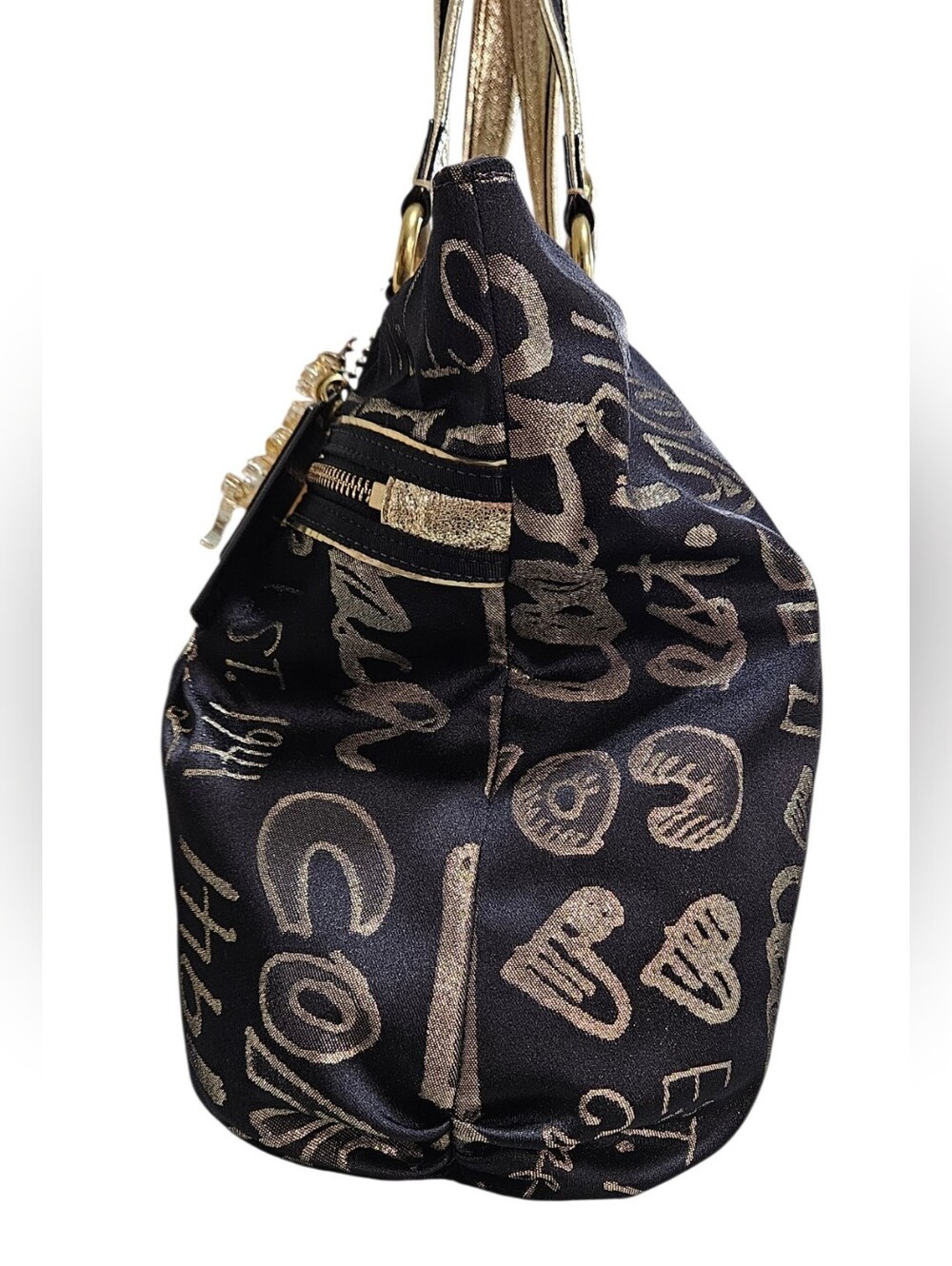 Coach Poppy Graffiti 2010 Black & Gold Storypatch Print Tote with Wristlet - Picture 4 of 16